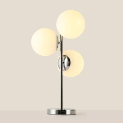 Lámpara de mesa bola cristal triple 