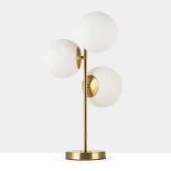 Lámpara de mesa bola cristal triple 