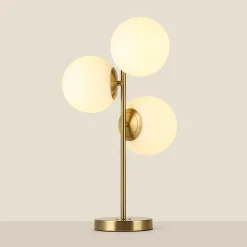 Lámpara de mesa bola cristal triple 
