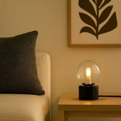 Lámpara de mesa con esfera de cristal
