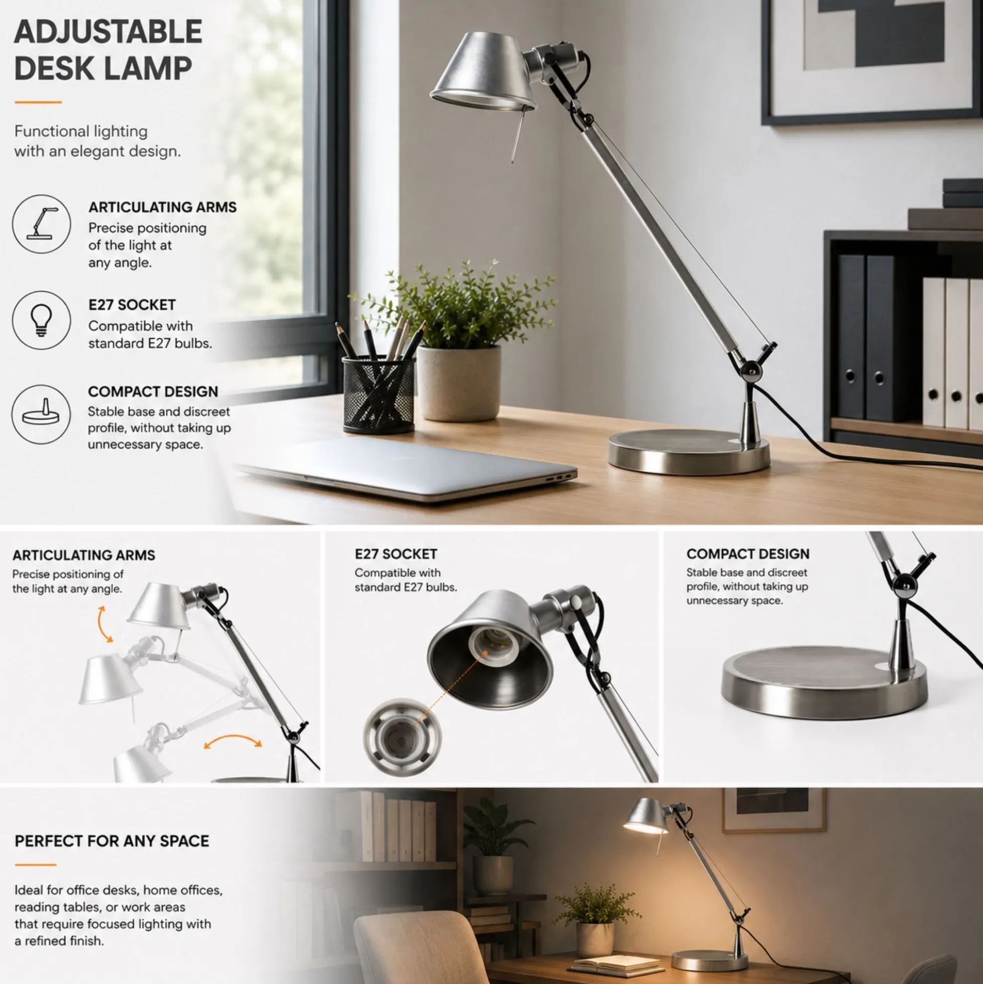 Lámpara de mesa de diseño "ATENEA XL" - Brazo articulado - E27