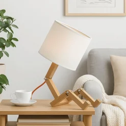 Lámpara de mesa de madera articulada 