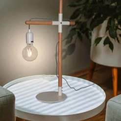 Lámpara de mesa de madera natural 