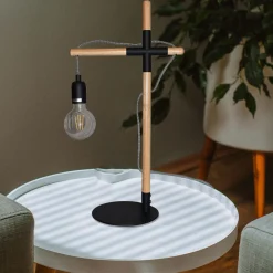 Lámpara de mesa de madera natural 