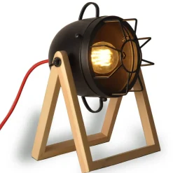 Lámpara de mesa de madera vintage