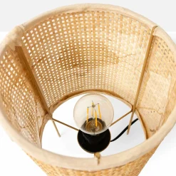 Lámpara de mesa de mimbre