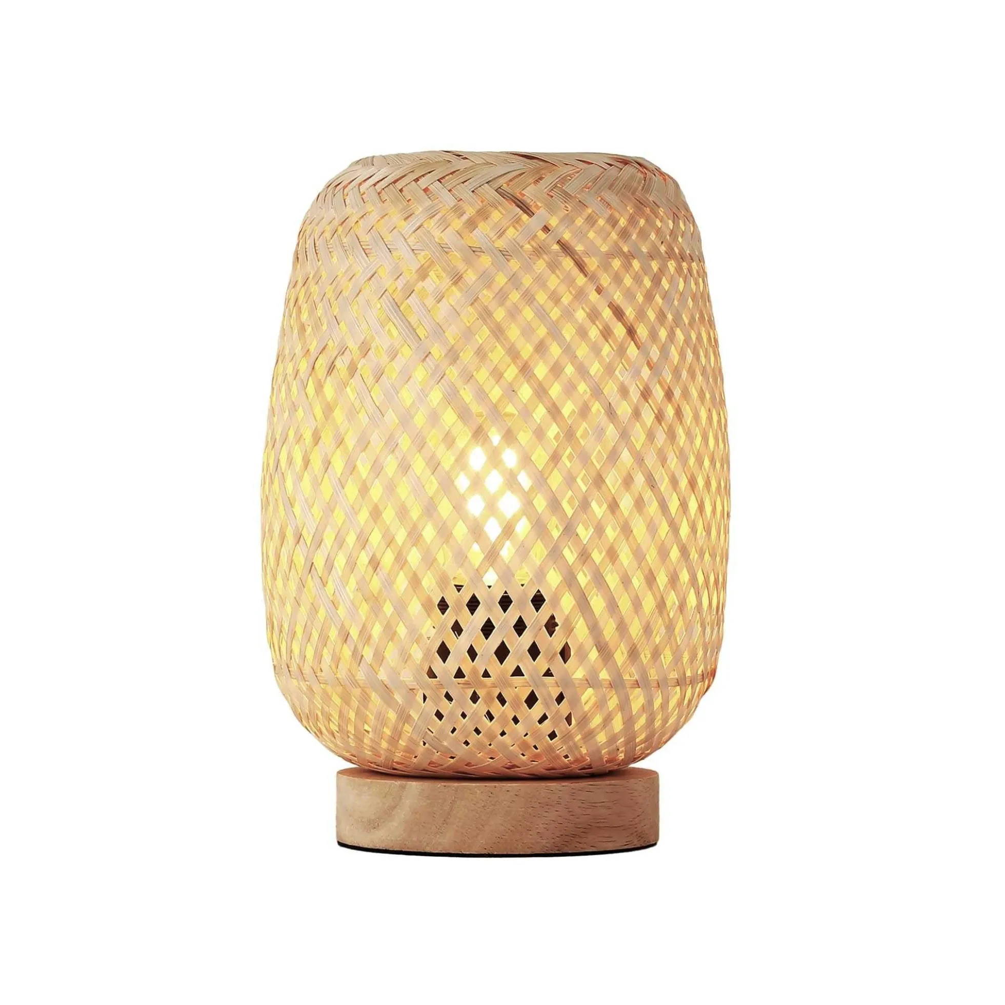 Lámpara de mesa de mimbre y madera "Ruka" - E27