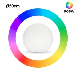 Lámpara de mesa o suelo esfera exterior - RGBW - 1W - Ø20cm - Recargable
