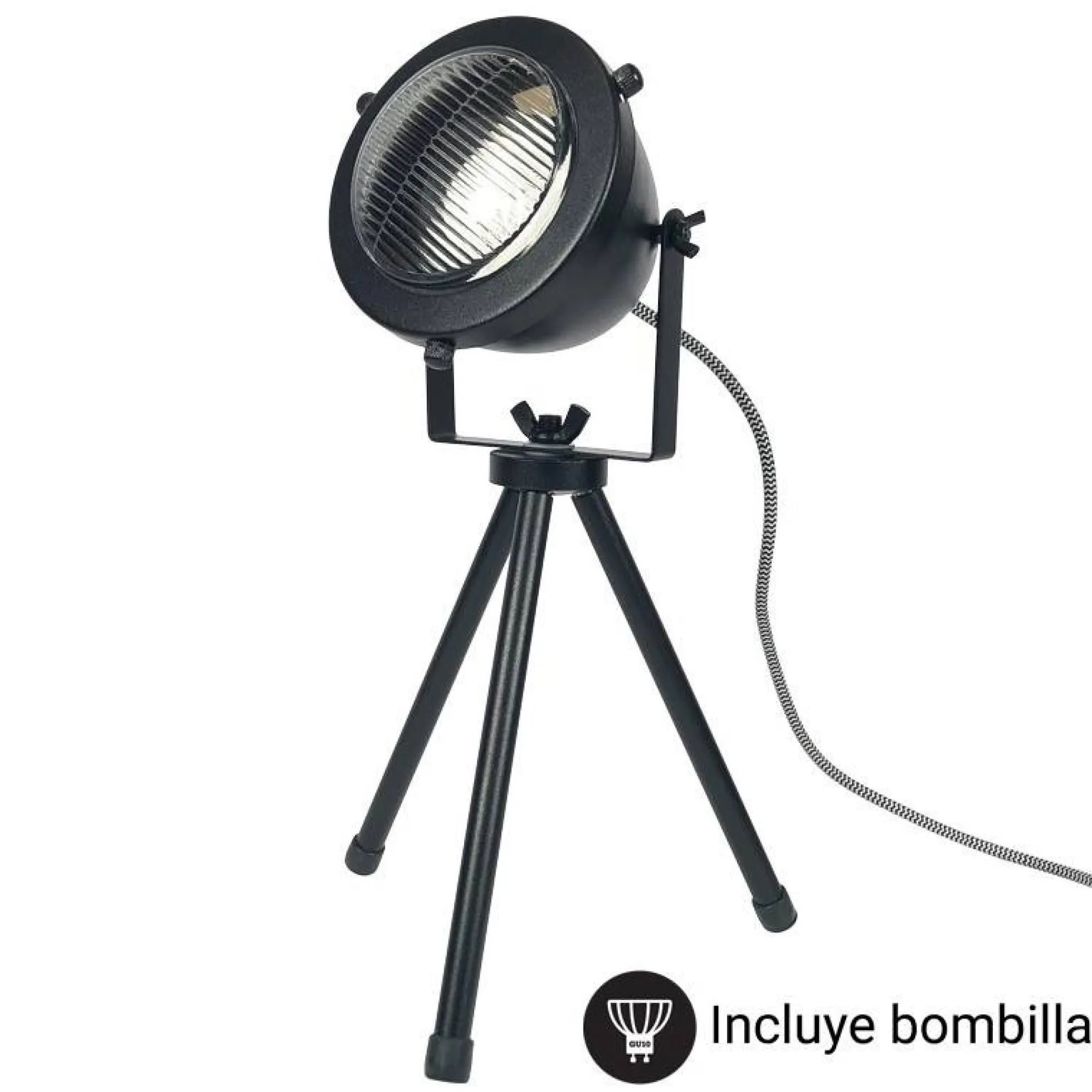 Lámpara de mesa vintage metal "MOTT" Bombilla incluida