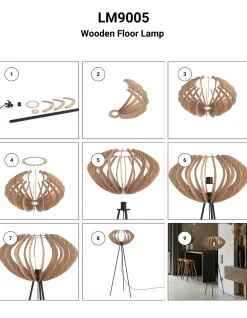 Lámpara de pie madera 