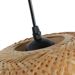 Lámpara de pie madera y mimbre 