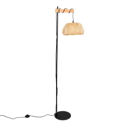 Lámpara de pie madera y mimbre 