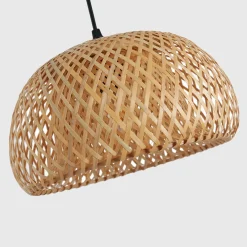 Lámpara de pie madera y mimbre 