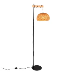 Lámpara de pie madera y mimbre 