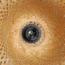 Lámpara de pie madera y mimbre 