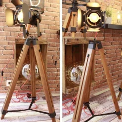 Lámpara de pie vintage con trípode 