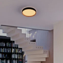 Lámpara de techo LED CCT tipo plafón - 36W - Efecto madera - Ø50cm