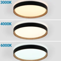 Lámpara de techo LED CCT tipo plafón - 36W - Efecto madera - Ø50cm