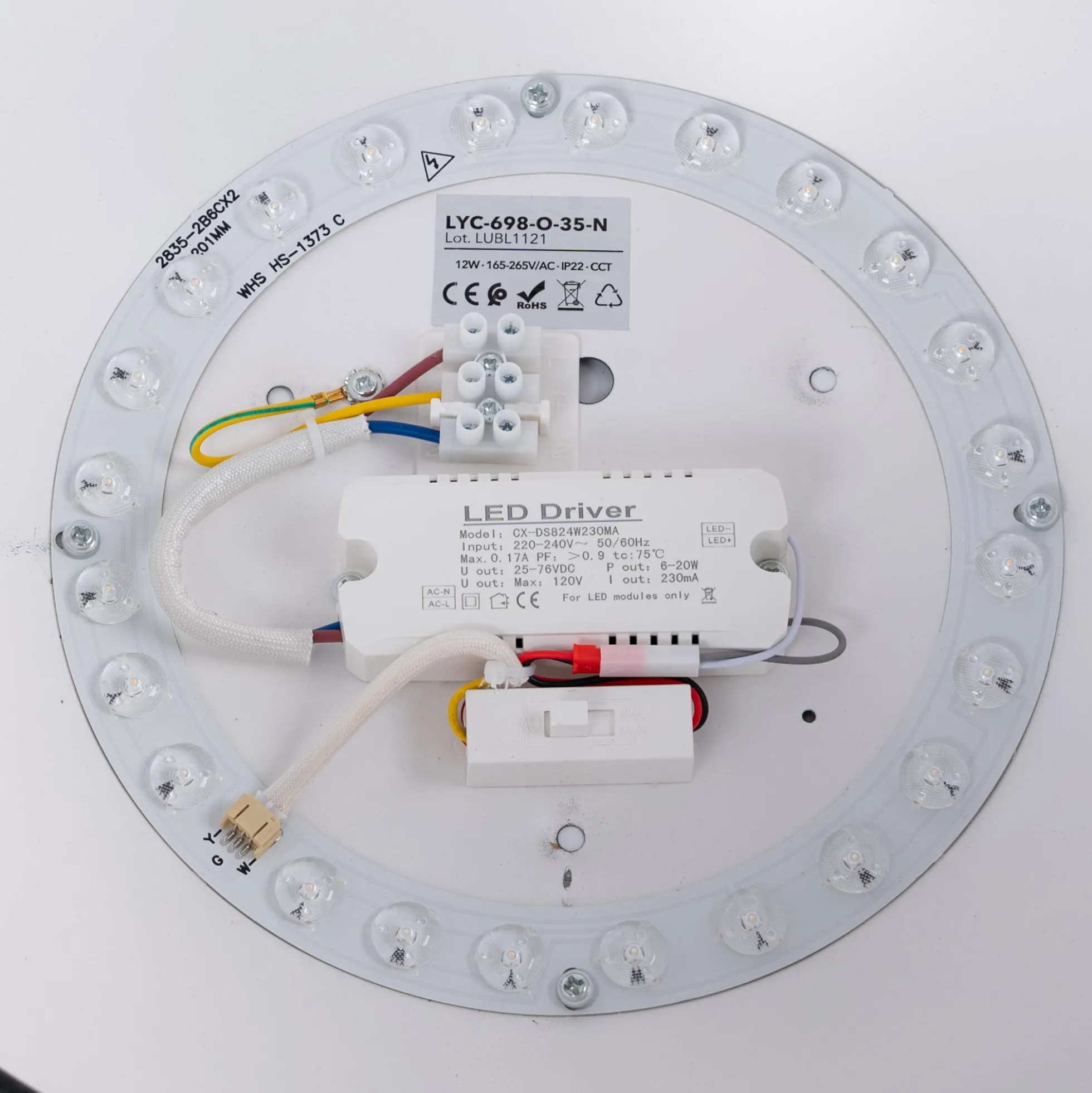 Lámpara de techo LED inclinada CCT 12W - Efecto madera - ø35cm