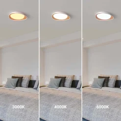 Lámpara de techo LED tipo plafón CCT 24W - Efecto madera - Ø45cm