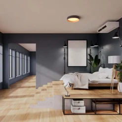 Lámpara de techo LED tipo plafón CCT 24W - Efecto madera - Ø40cm