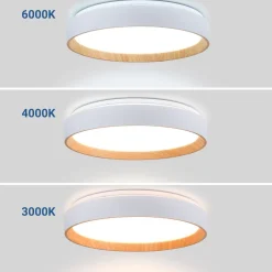 Lámpara de techo LED tipo plafón CCT 24W - Efecto madera - Ø40cm