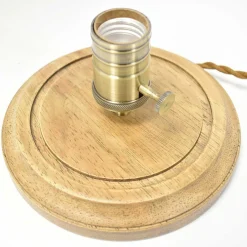 Lámpara de vidrio y madera para mesa 