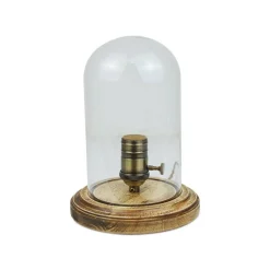 Lámpara de vidrio y madera para mesa 