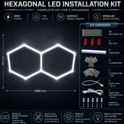 Lámpara LED hexagonal - 6500K - 2 hexágonos - 440cm