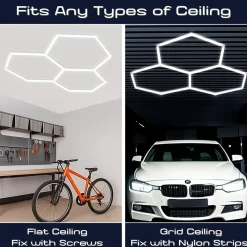 Lámpara LED hexagonal - 6500K - 3 hexágonos - 44cm
