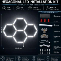 Lámpara LED hexagonal - 6500K - 4 hexágonos - 440cm