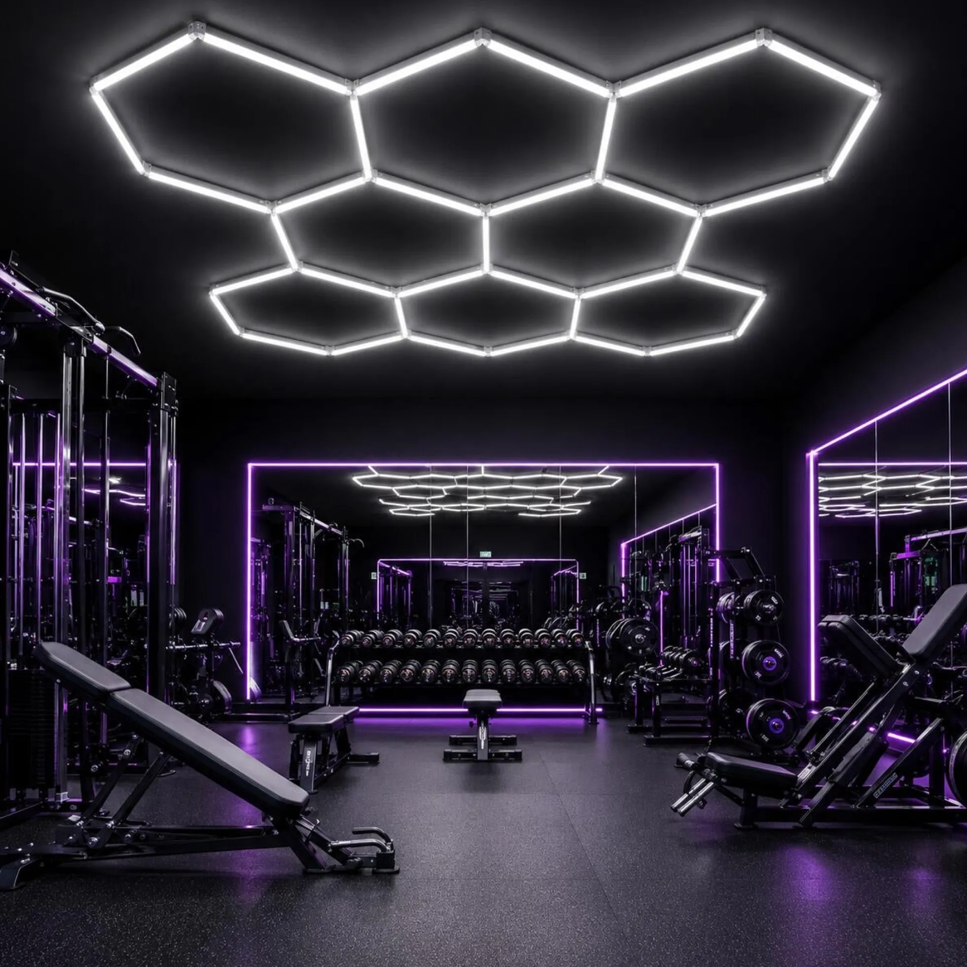 Lámpara LED hexagonal - 6500K - 8 hexágonos - 440cm