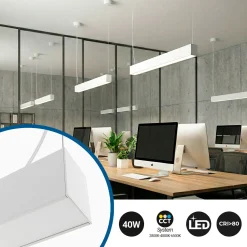 Lámpara lineal LED DOB CCT - 40W - 120cm - 120lm/W - PVC - Suspensión