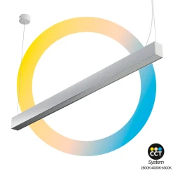 Lámpara lineal LED DOB CCT - 60W - 180cm - 120lm/W - PVC - Suspensión
