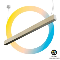 Lámpara lineal LED DOB CCT - 60W - 180cm - 120lm/W - PVC - Suspensión