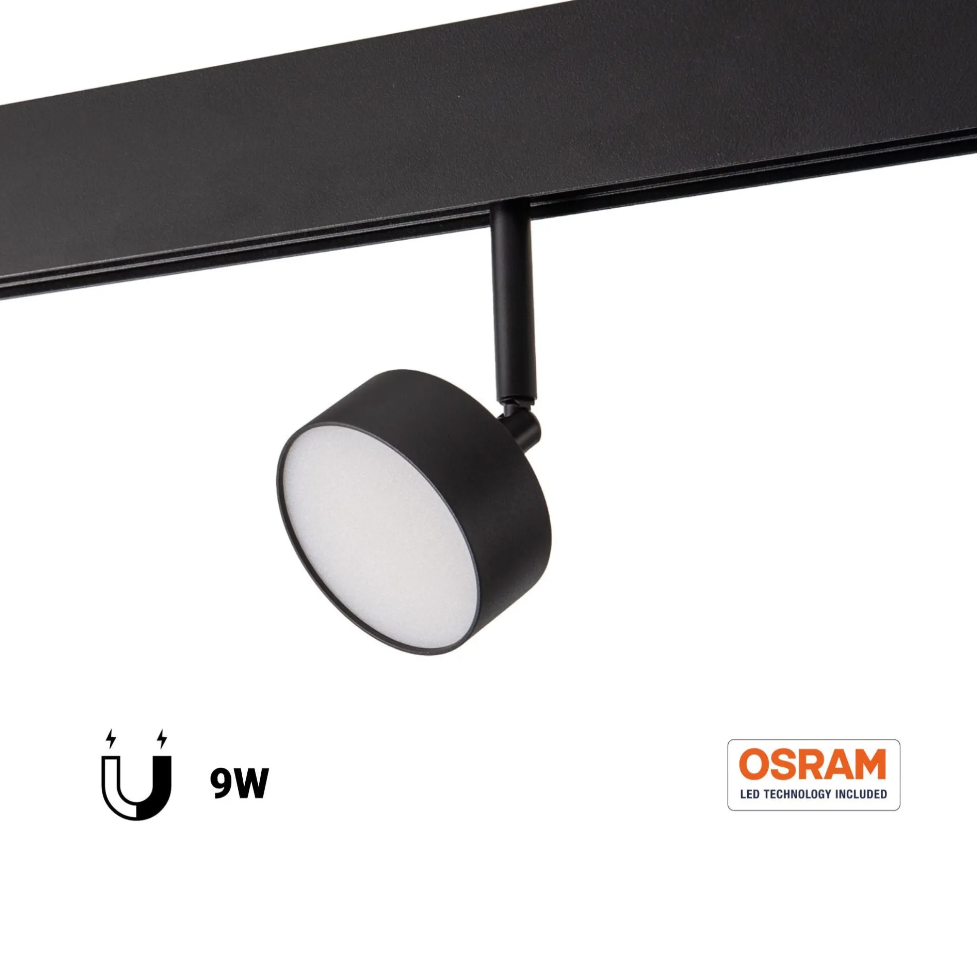 Luminaria circular LED para carril magnético 48V - 9W - Ø7.5cm - CRI90 - Chip OSRAM
