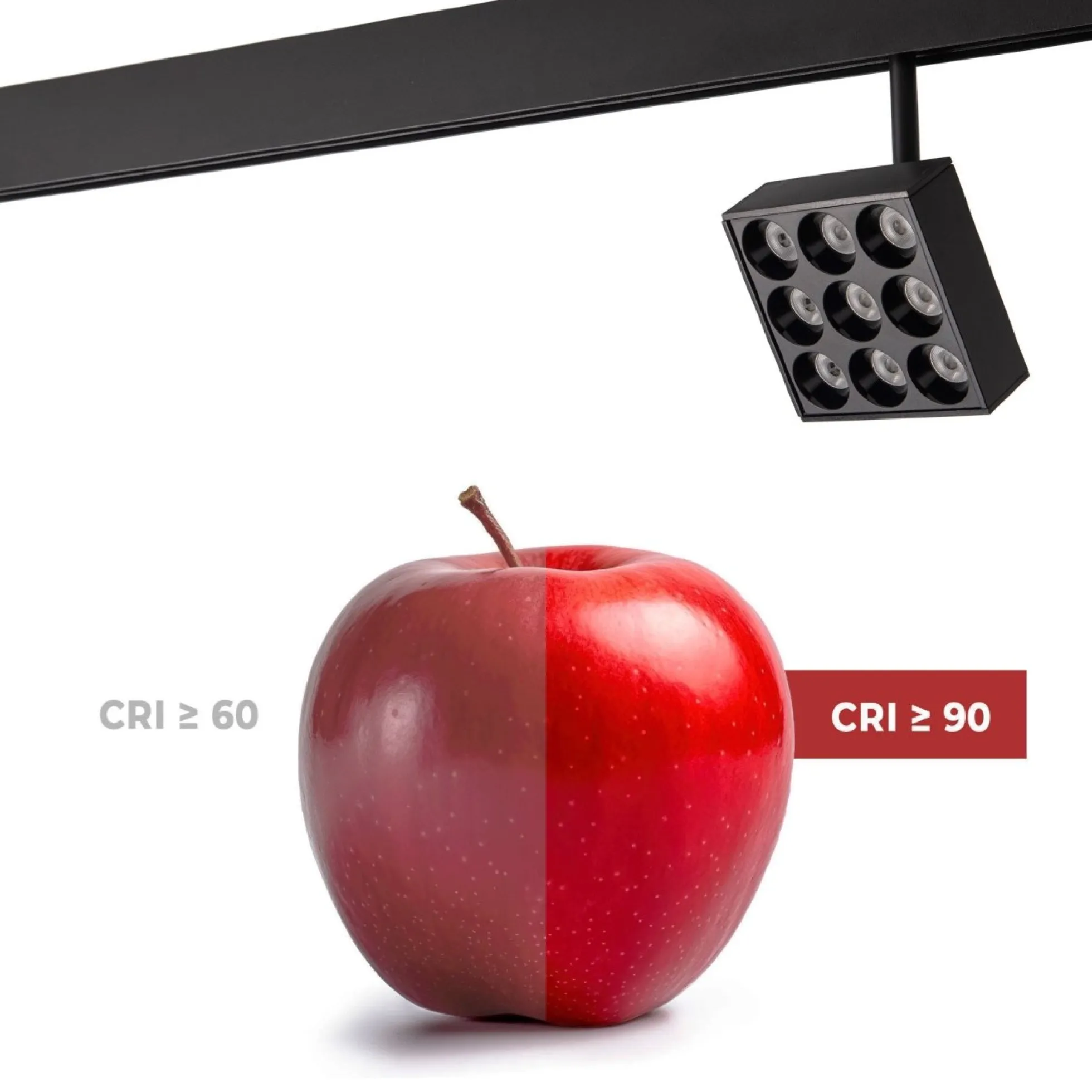 Luminaria cuadrada LED para carril magnético 48V - 9W - CRI90 - UGR18 - OSRAM