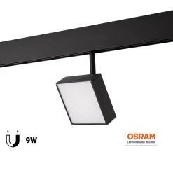 Luminaria cuadrada LED para carril magnético 48V - 9W - CRI90 - Chip OSRAM
