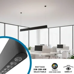 Luminaria lineal LED CCT - Suspensión - Potencia ajustable 20W/30W/40W - 120cm - UGR 17