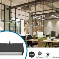 Luminaria lineal LED CCT - 40W - Suspensión / superficie - Potencia ajustable - 120cm
