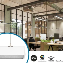 Luminaria lineal LED CCT - 40W - Suspensión / superficie - Potencia ajustable - 120cm