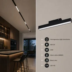 Luminaria lineal LED opal para carril magnético 48V - 10W