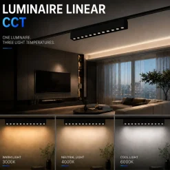 Luminaria lineal para carril magnético - 12W - 26mm - CCT + SMART - UGR18 - 48V