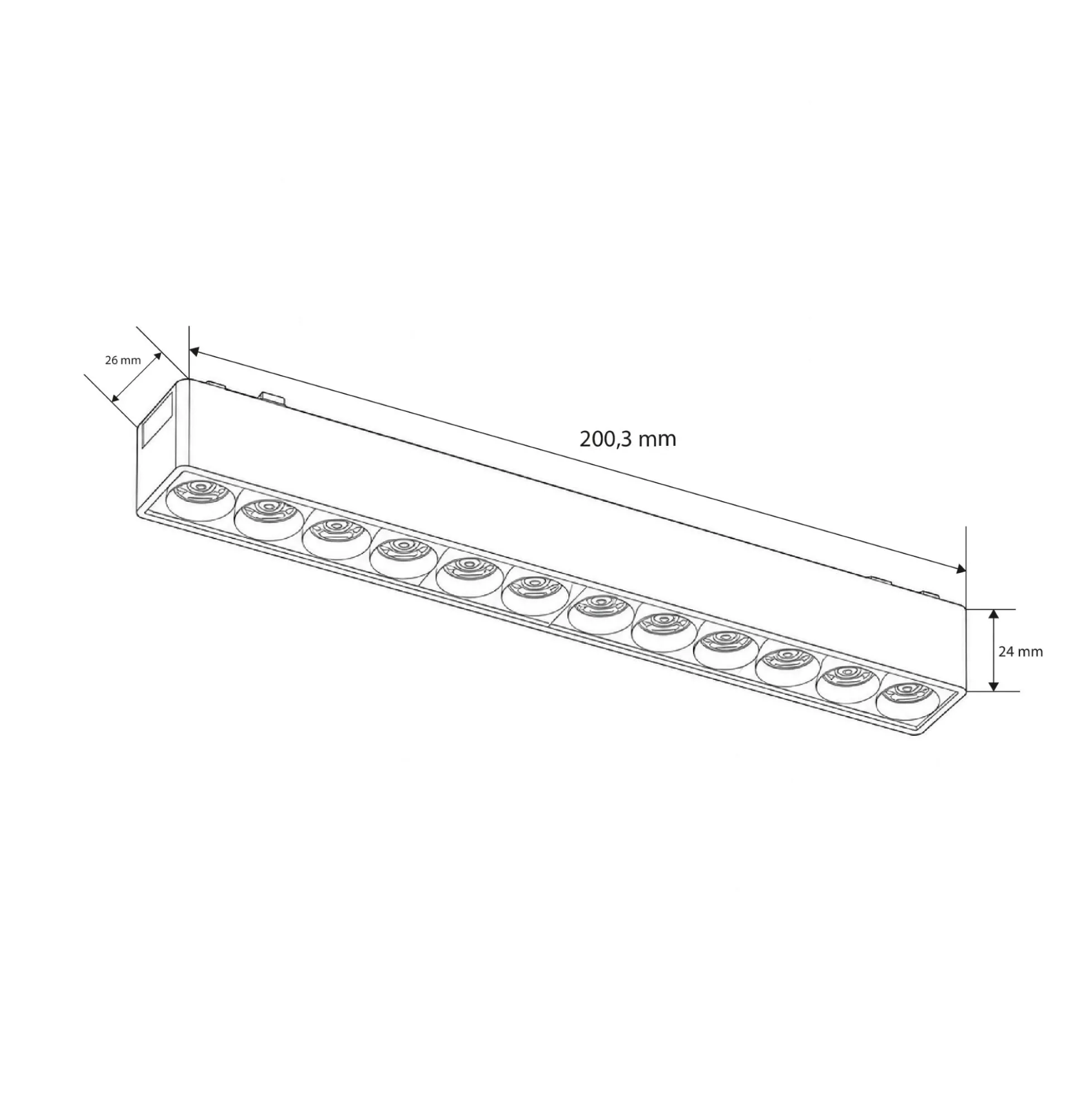 Luminaria lineal para carril magnético - 12W - 26mm - CCT + SMART - UGR18 - 48V