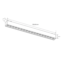 Luminaria lineal para carril magnético - 18W - 26mm - CCT + SMART - UGR18 - 48V