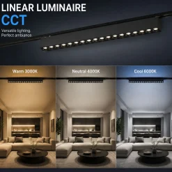 Luminaria lineal para carril magnético - 24W - 26mm - CCT + SMART - UGR18 - 48V