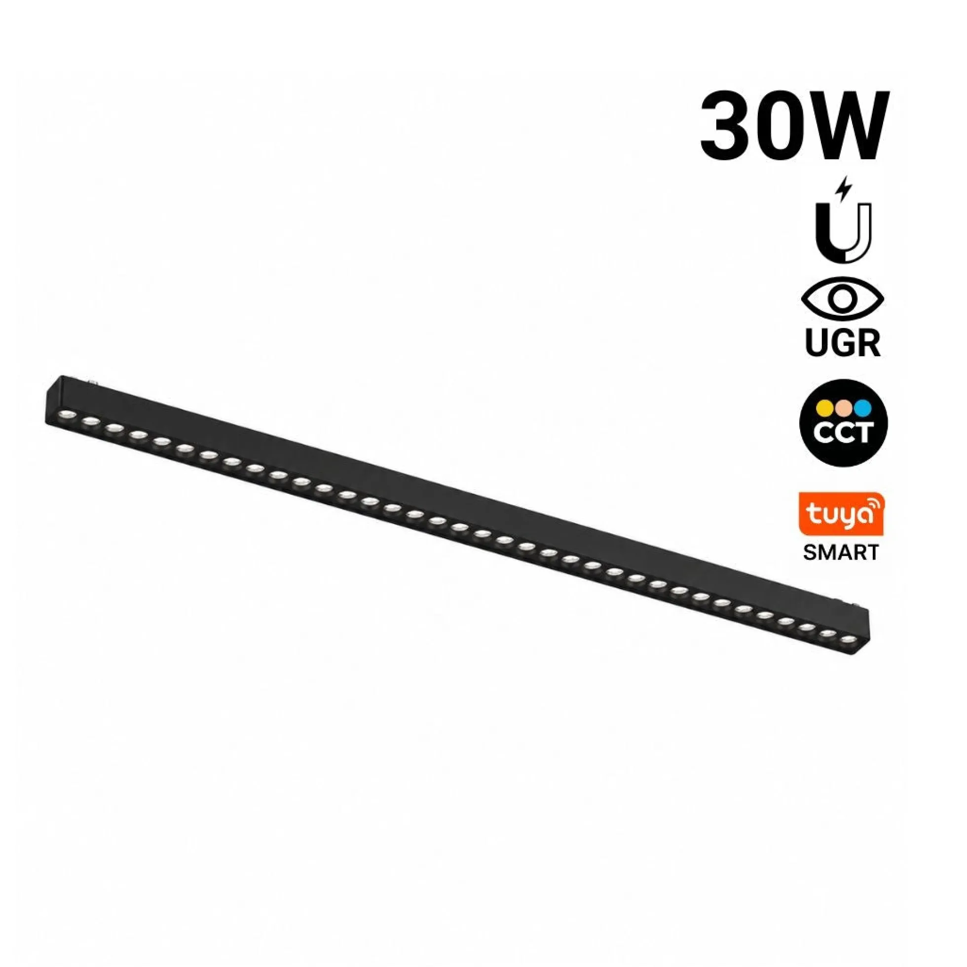 Luminaria lineal para carril magnético - 30W - 26mm - CCT + SMART - UGR18 - 48V