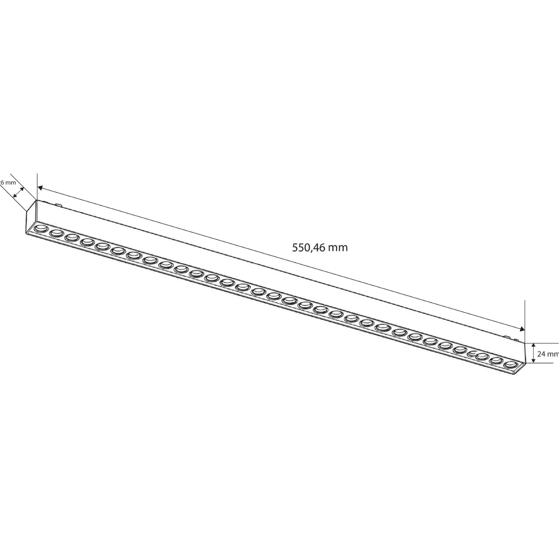 Luminaria lineal para carril magnético - 30W - 26mm - CCT + SMART - UGR18 - 48V