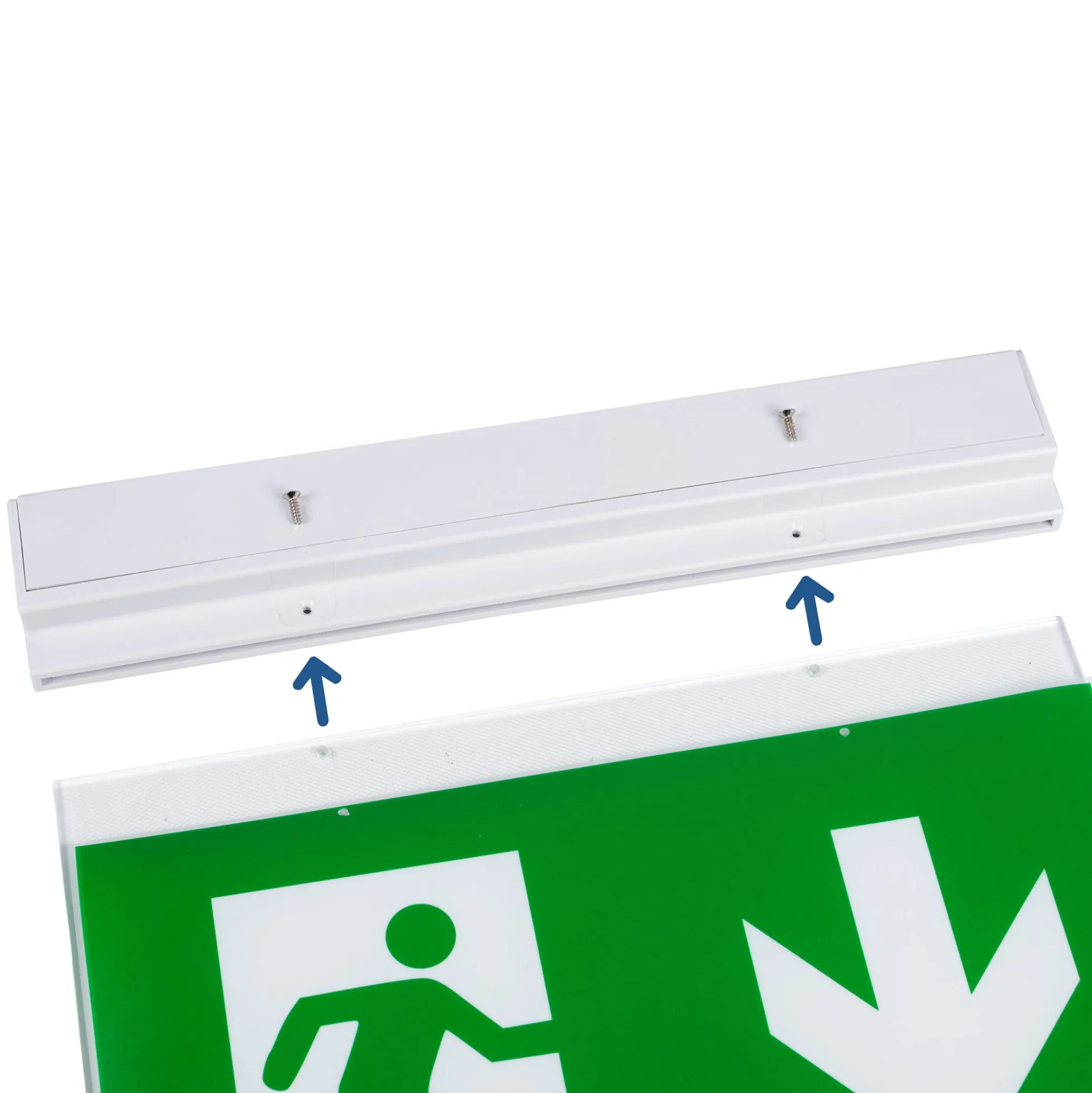 Luz de emergencia permanente con pictograma "Salida abajo"