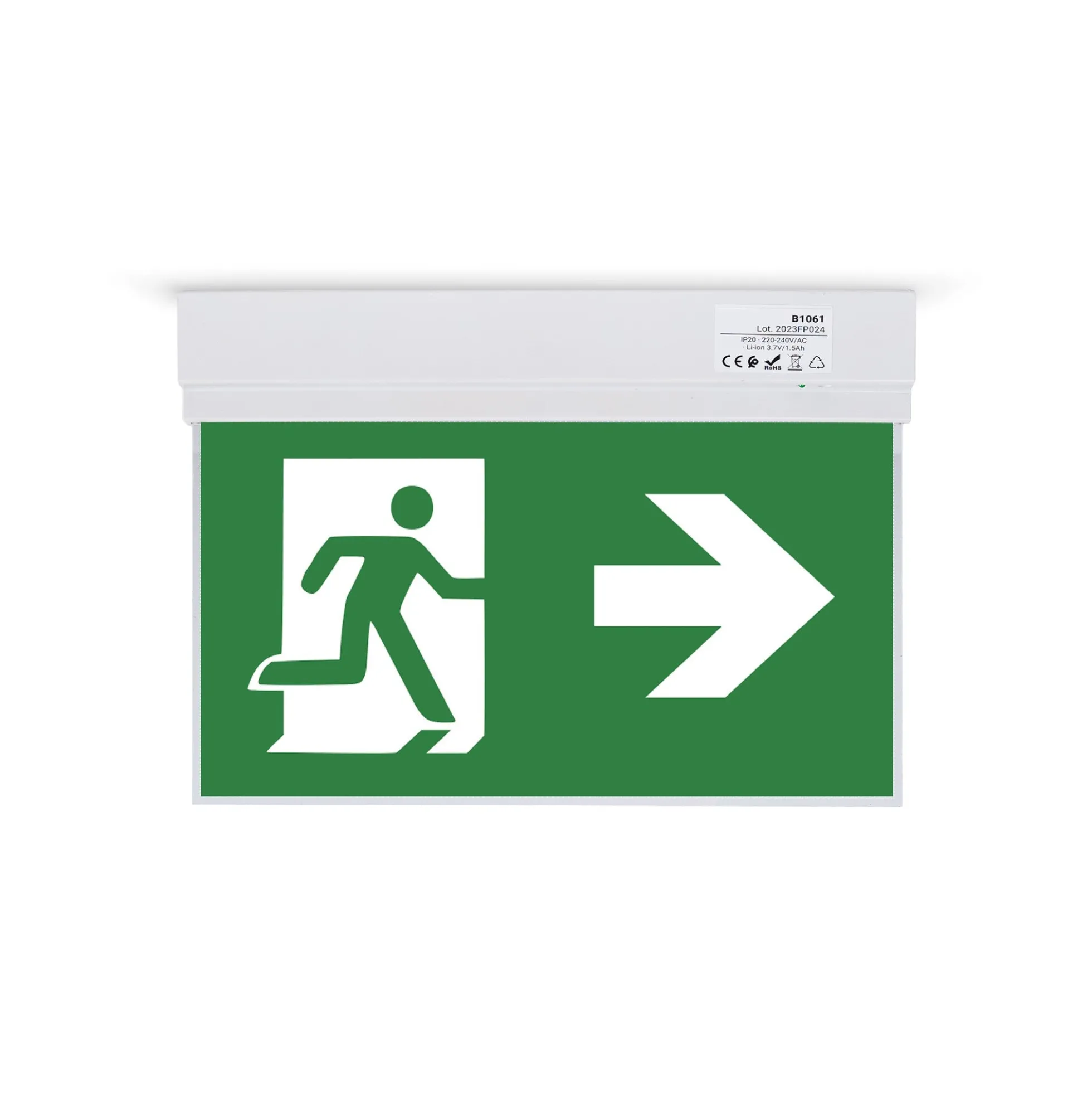 Luz de emergencia permanente con pictograma "Salida lateral"